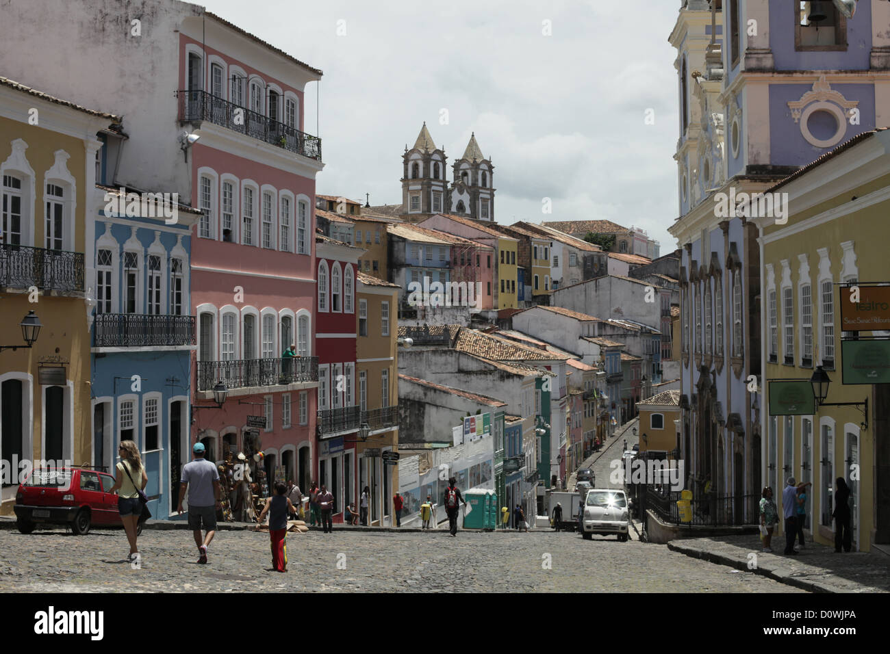 Scena di paesaggio dell'UNESCO World Heritage Site Salvador città vecchia, Pelourinho, Bahia, Brasile, 2012 Foto Stock