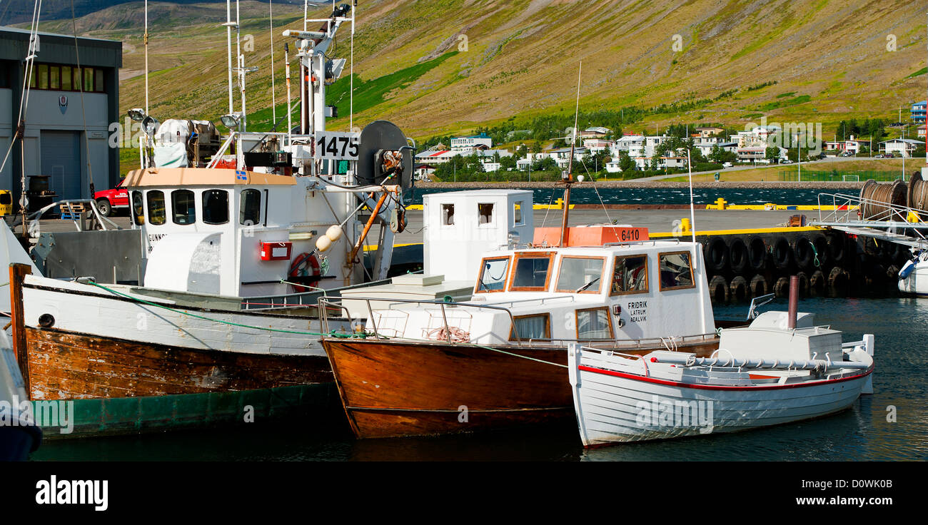 Tre barche, Islanda Foto Stock