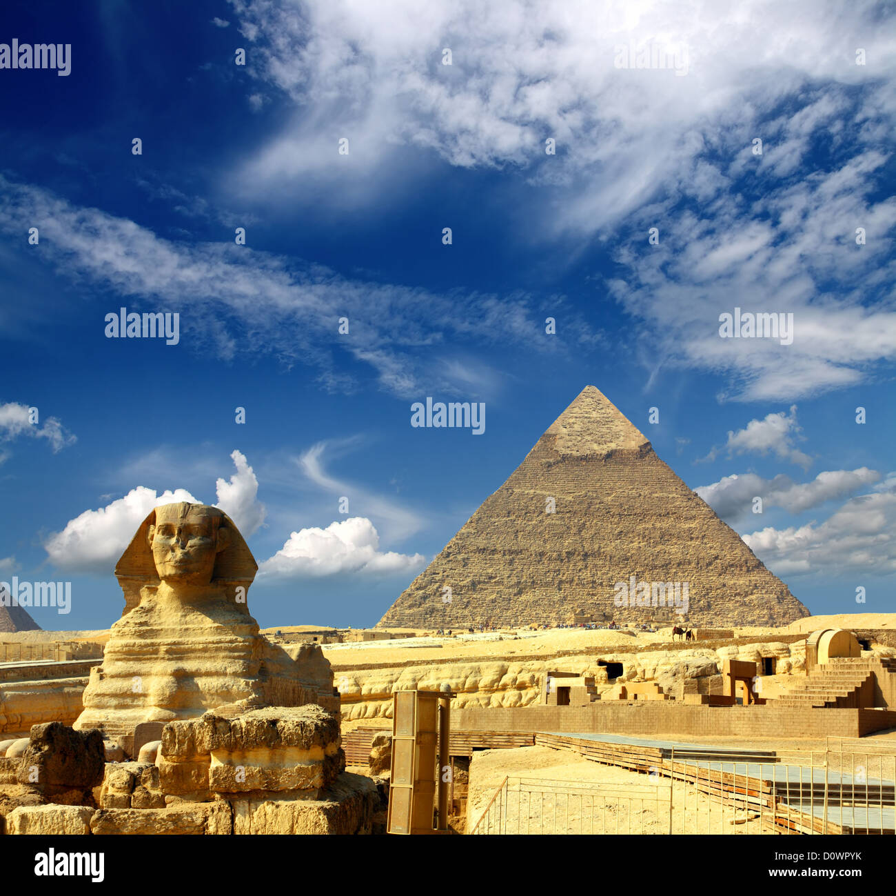 Egitto piramide di Cheope e la Sfinge Foto Stock