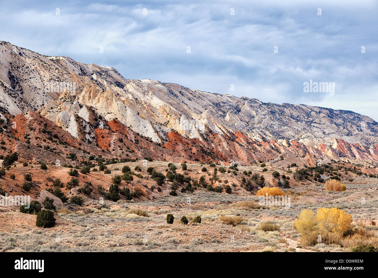 Il innalzate le creste del Waterpocket Fold si estendono per chilometri in sciopero Valley Utah e il Parco nazionale di Capitol Reef. Foto Stock