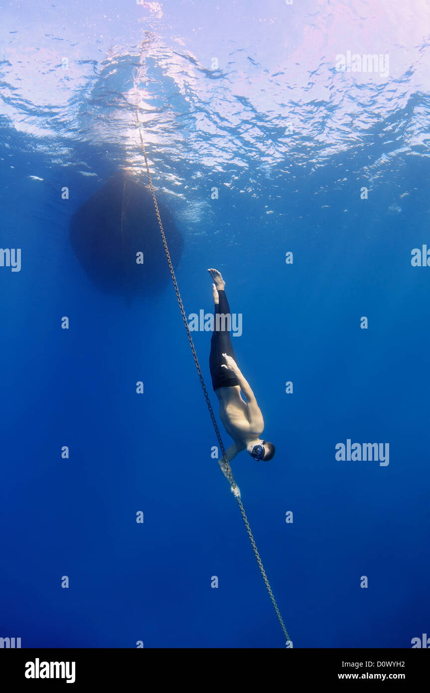 Freediver, Mare mediterraneo, Kash, Turchia Foto Stock