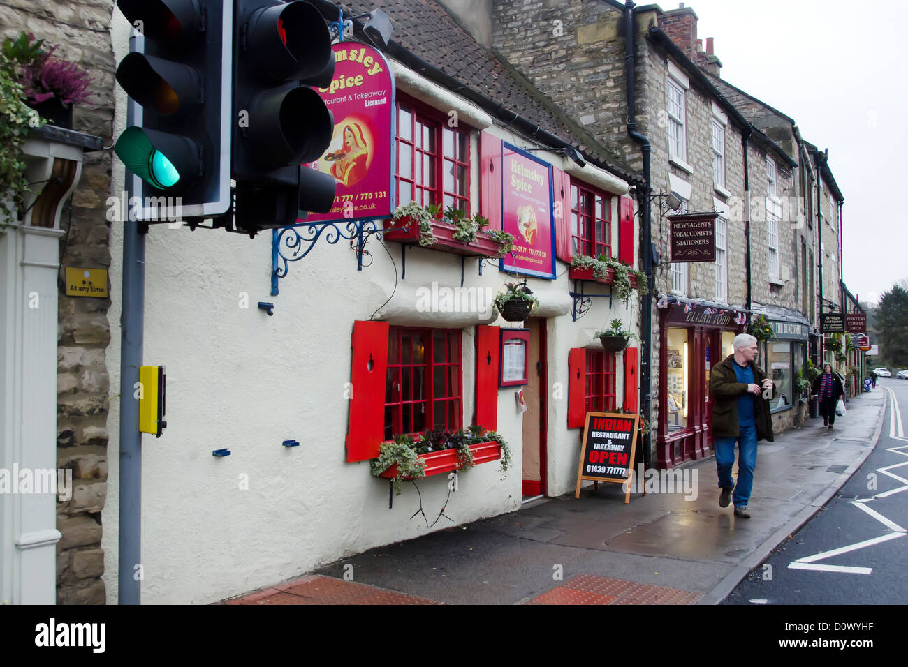 Colpisce la parte anteriore del ristorante indiano a Helmsley, nello Yorkshire, Regno Unito Foto Stock