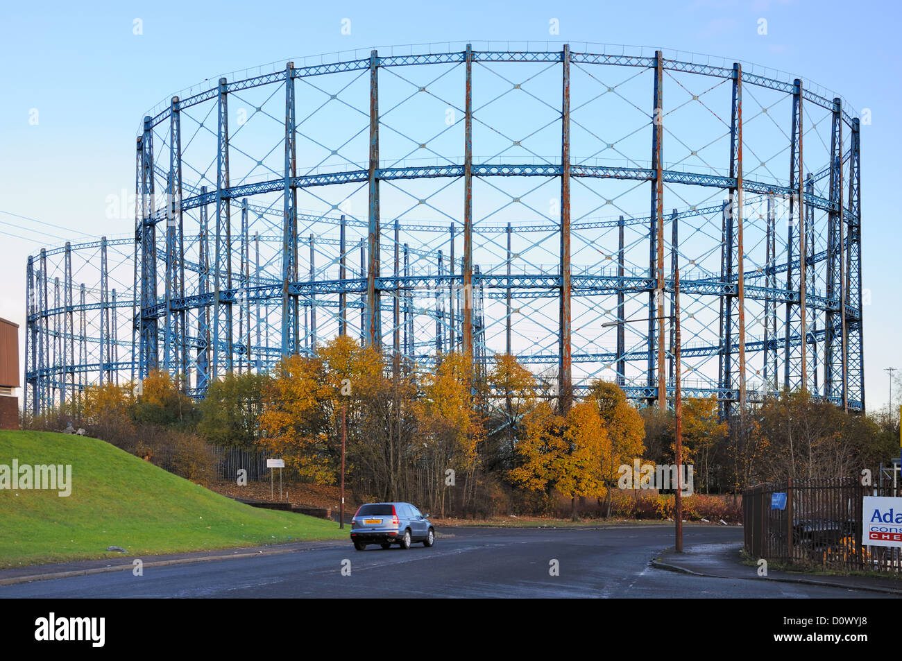 I gasometri Provan gas Works sono un importante punto di riferimento a Blochyn, nell'estremità orientale di Glasgow, Scozia, Regno Unito Foto Stock