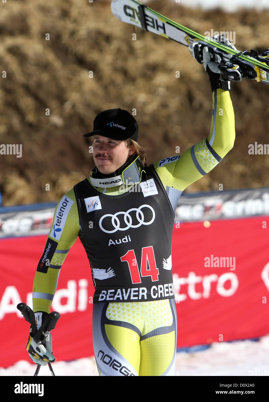 30.11.2012. Sci Alpino FIS WC Beaver Creek Mens in discesa Colorado USA immagine mostra le celebrazioni da Kjetil Jansrud né Foto Stock