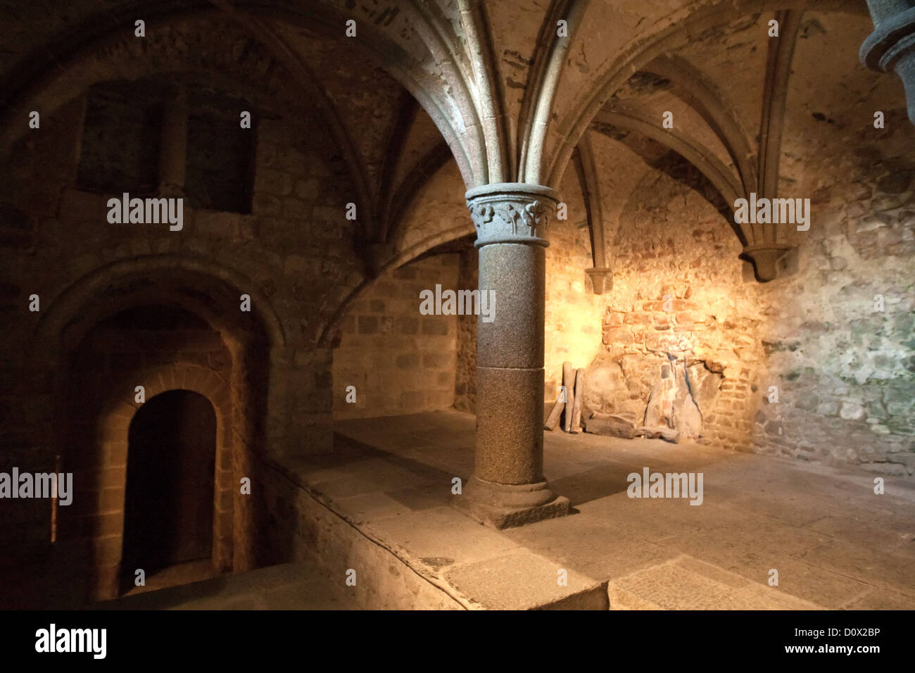 Abbazia benedettina interna, chiesa, le Mont-St-Michell, Normandia, Francia, UNESCO, Patrimonio dell'Umanità Foto Stock