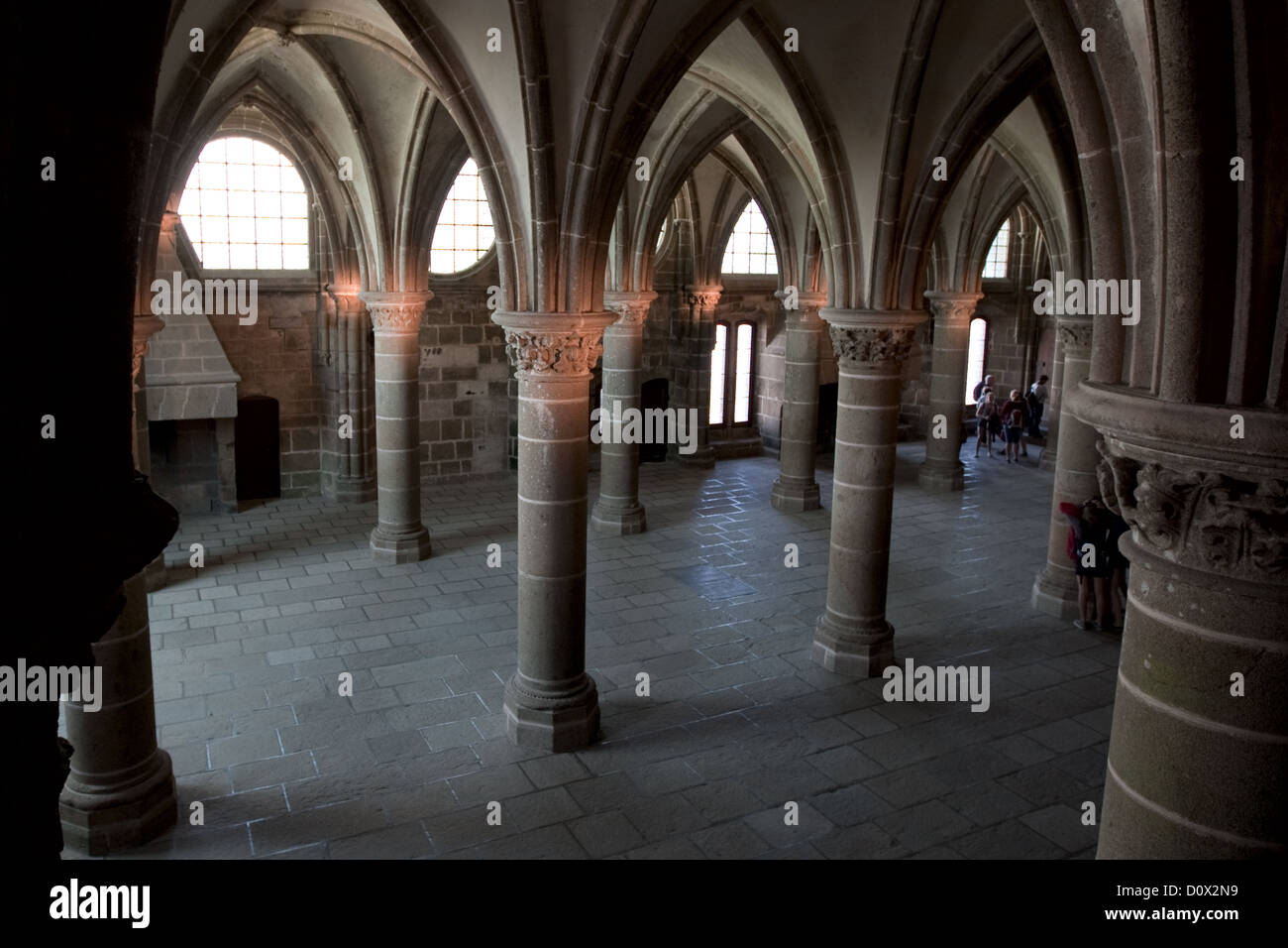 Sala dei cavalieri all'interno dell'abbazia benedettina, chiesa, le Mont-St-Michell, Normandia, Francia, UNESCO, Patrimonio dell'Umanità Foto Stock