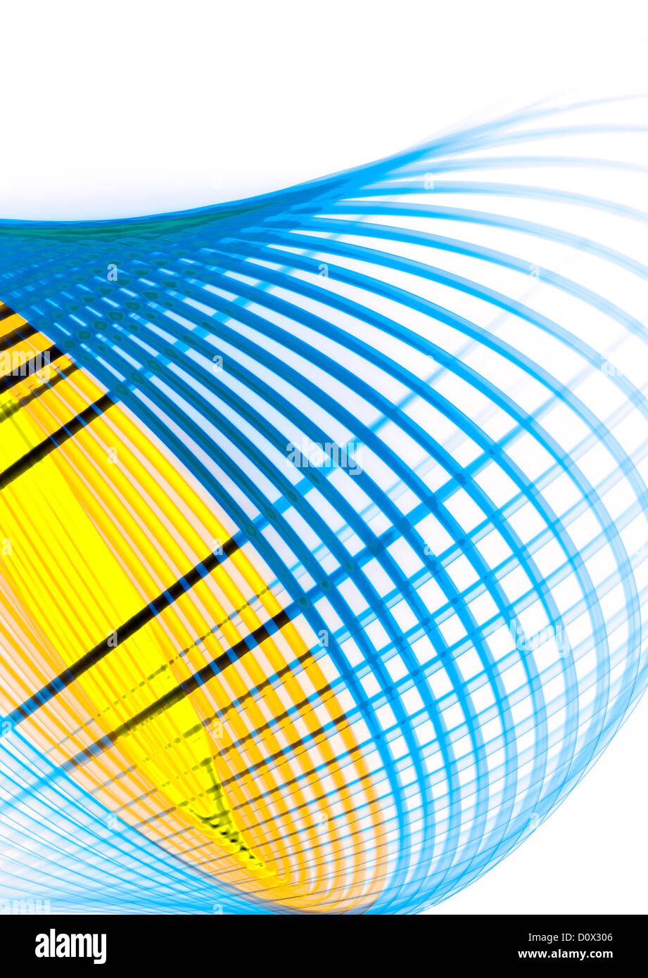 Un blu e giallo physiogram astratta su sfondo bianco Foto Stock