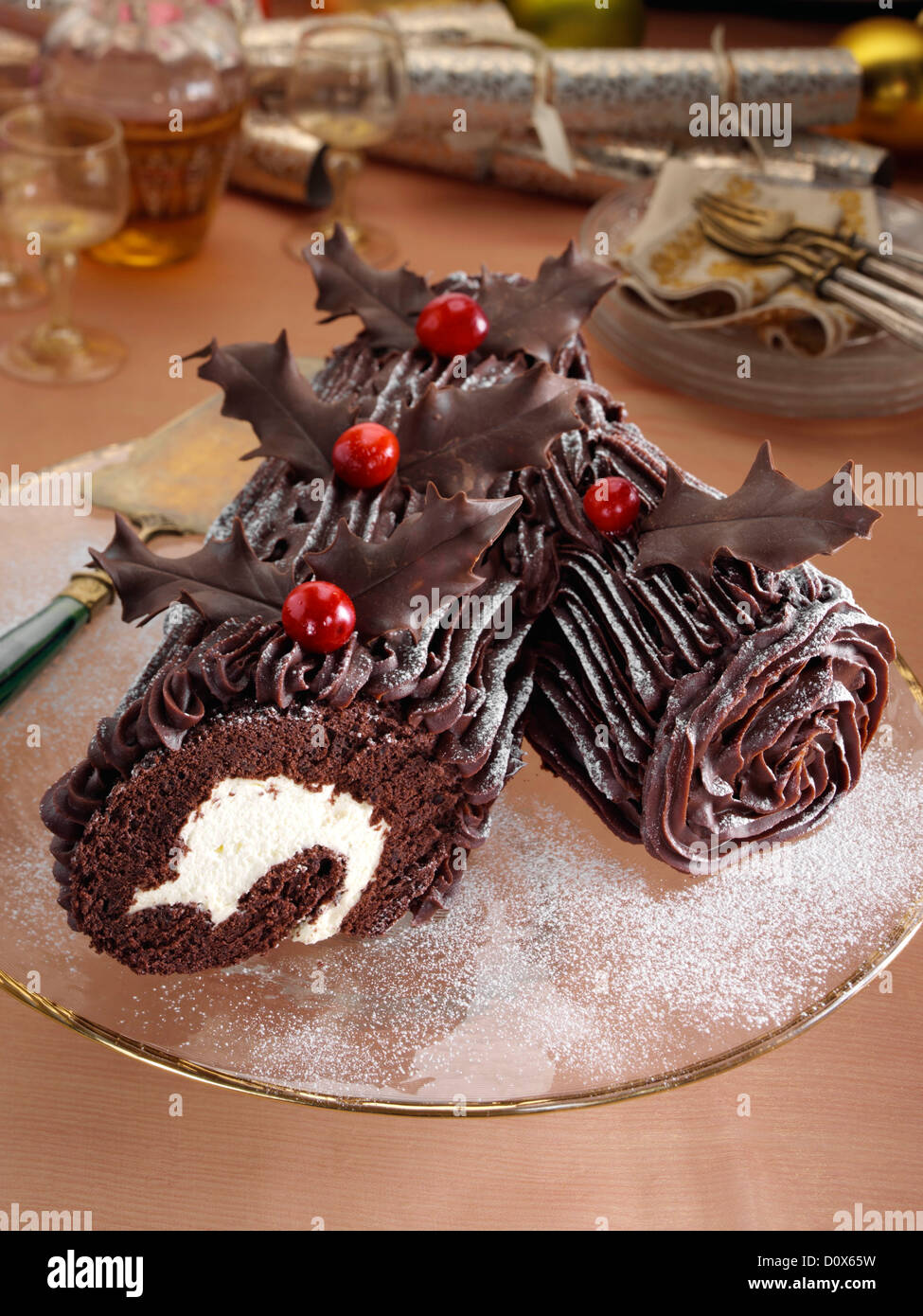 Natale registro di cioccolato Foto Stock