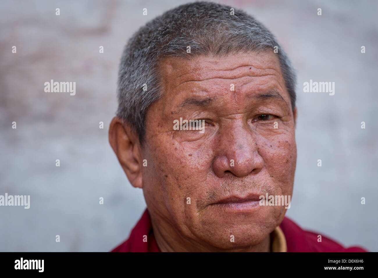 Monaco buddista a Boudnath stupa, Boudnath, Kathmandu, Nepal Foto Stock