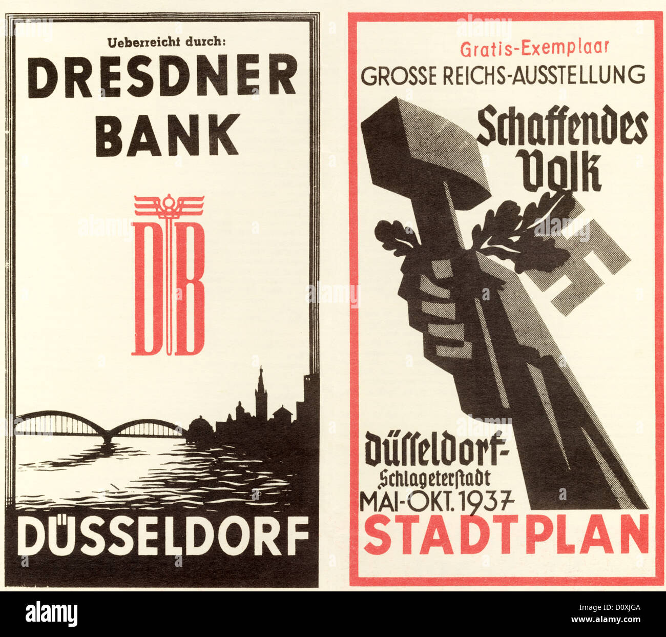 Mostra, Schaffendes Volk, industriale, alloggiamento, ricreazione, brochure, Dresdner Bank del Terzo Reich, Düsseldorf, Germania, 1937, Foto Stock
