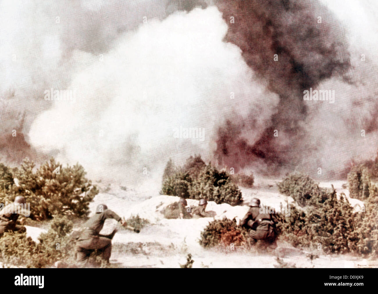 Gettando, bombe a mano, granate, Wehrmacht, soldati e militari, esercizio, tedesco, la II Guerra Mondiale, 1940 Foto Stock