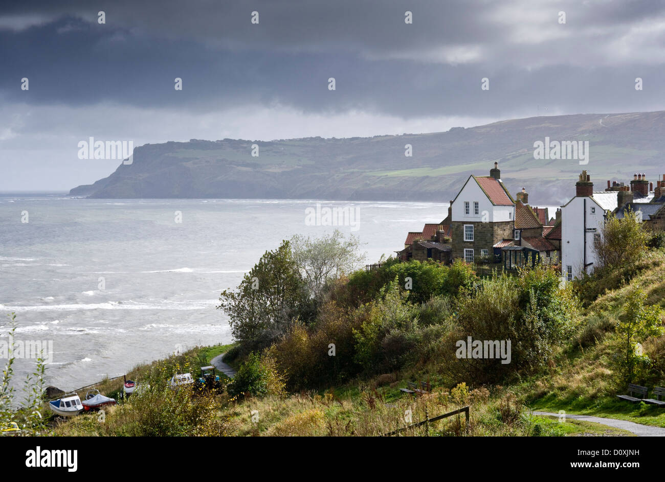 Guardando verso Robin Hood's Bay, dal modo di Cleveland. Foto Stock