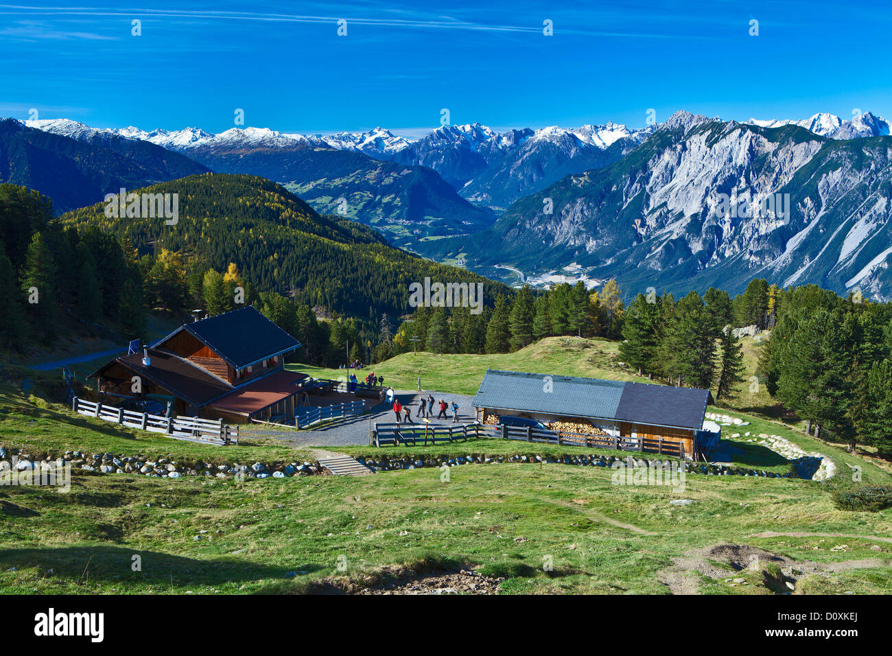Austria, Europa, Tirolo Tirolo, Kühtai, alp, Feldringalm, rifugi alpini, viaggiatori, mountain inn, montagne, Lechtal Alpi, hoher R Foto Stock
