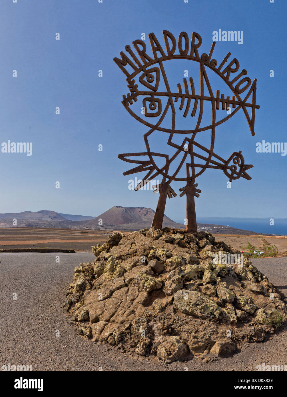 Spagna Lanzarote, Ye, Mirador del Rio, paesaggio, estate, montagne, colline, Isole Canarie, Foto Stock