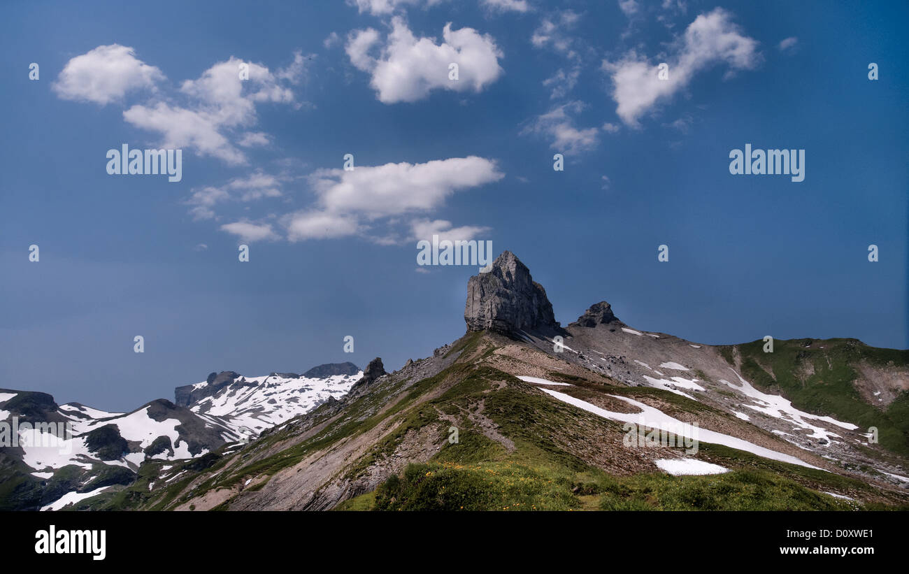 Alpi, montagne, cime di montagna paesaggio di montagna, Alpi Bernesi, Oberland bernese, blu, montagne, summit, picco, sky, alpine, ho Foto Stock