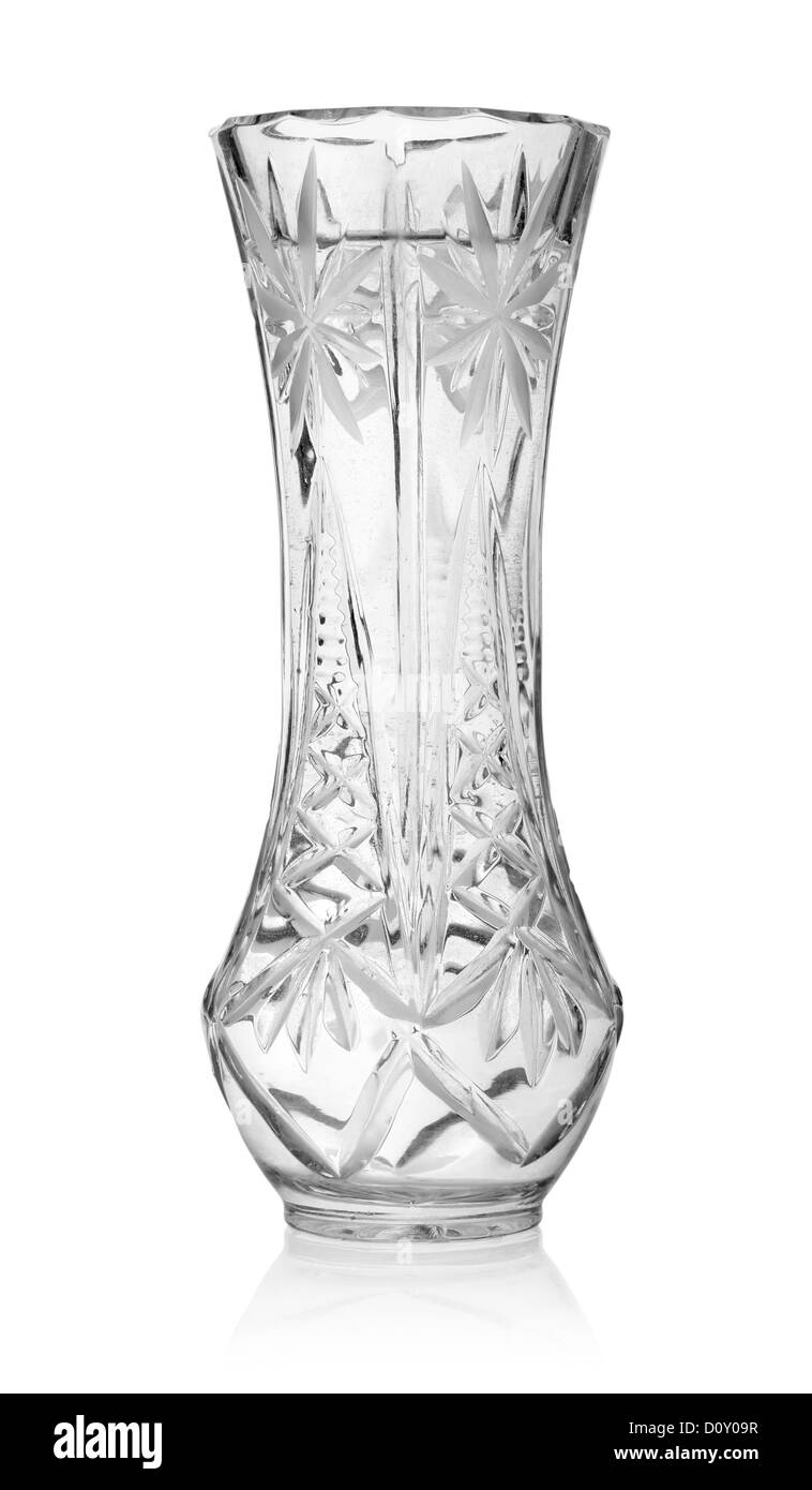 Vaso di vetro isolato su uno sfondo bianco Foto Stock