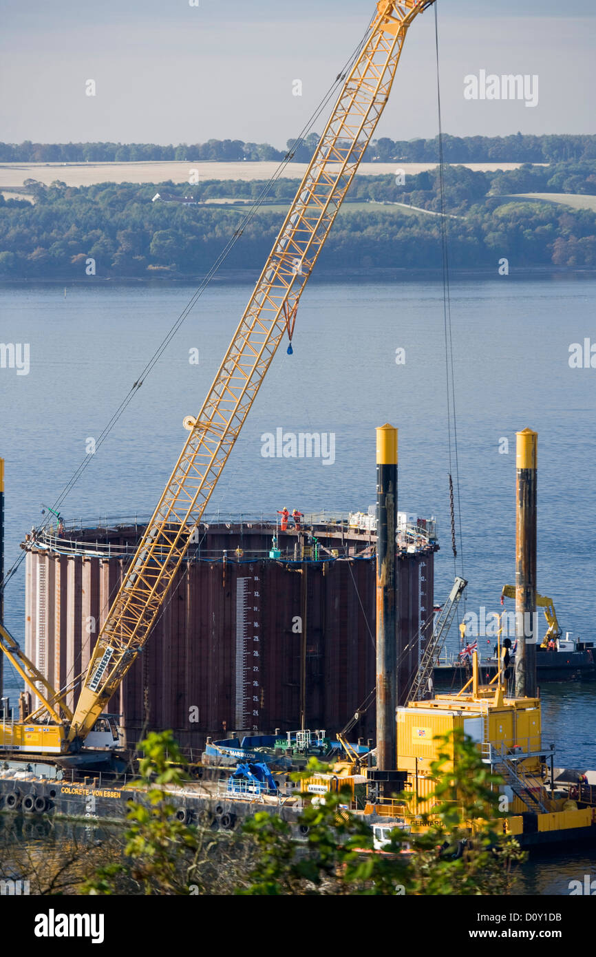 Costruire la traversata di sostituzione sul Firth of Forth, Edimburgo. Foto Stock