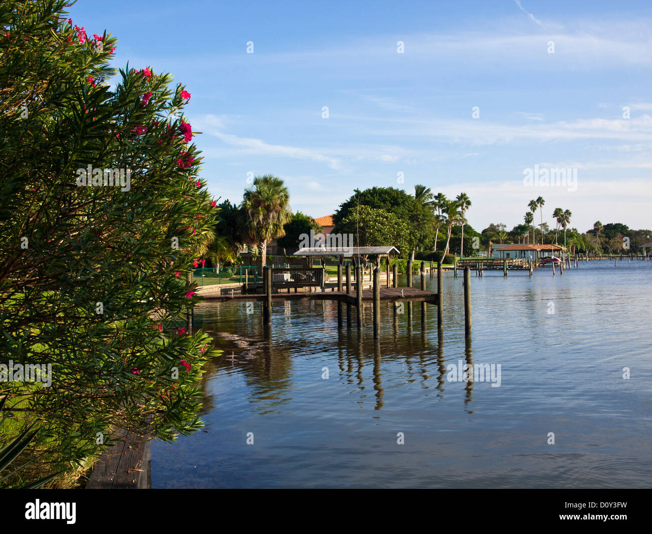 Backshore di Indialantic Florida su Indian River Lagoon nella contea di Brevard Foto Stock