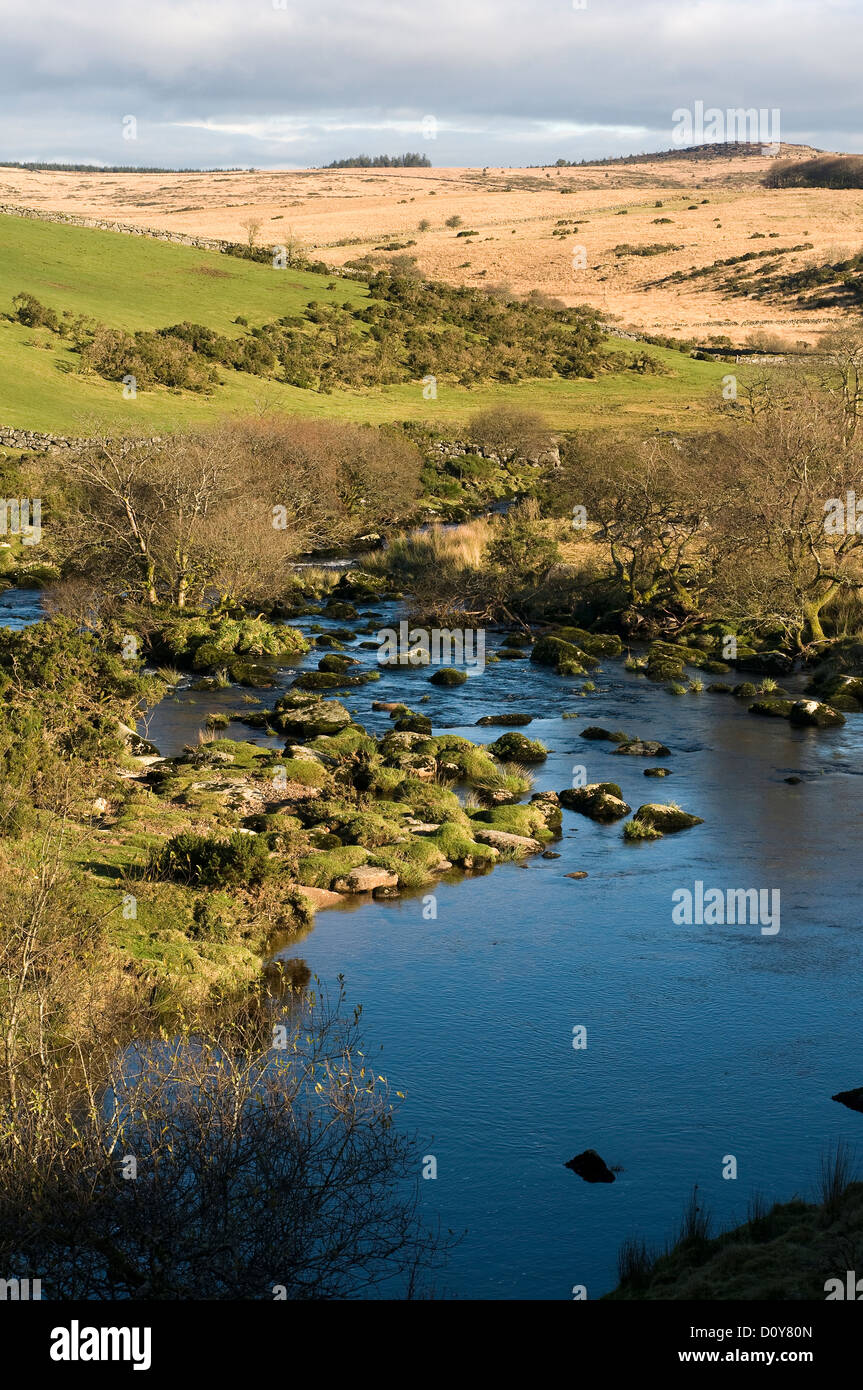 Dartmoor,West Dart River,Granito,paese, campagna, giorno, direzione, direzionale, Inghilterra, inglese, Foto Stock