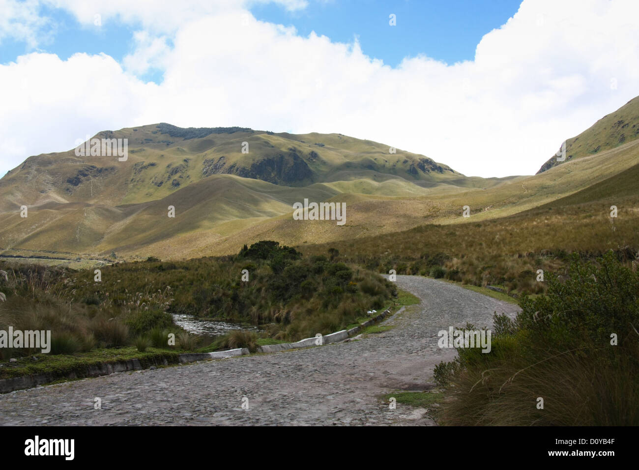Ciottoli stone road in alta altitudine in Ecuador Foto Stock