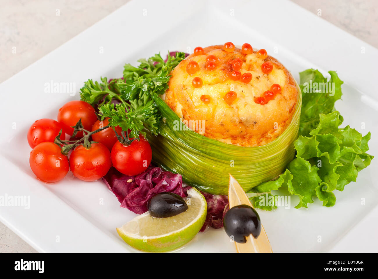 Salmone con frittata e formaggio Filadelfia Foto Stock