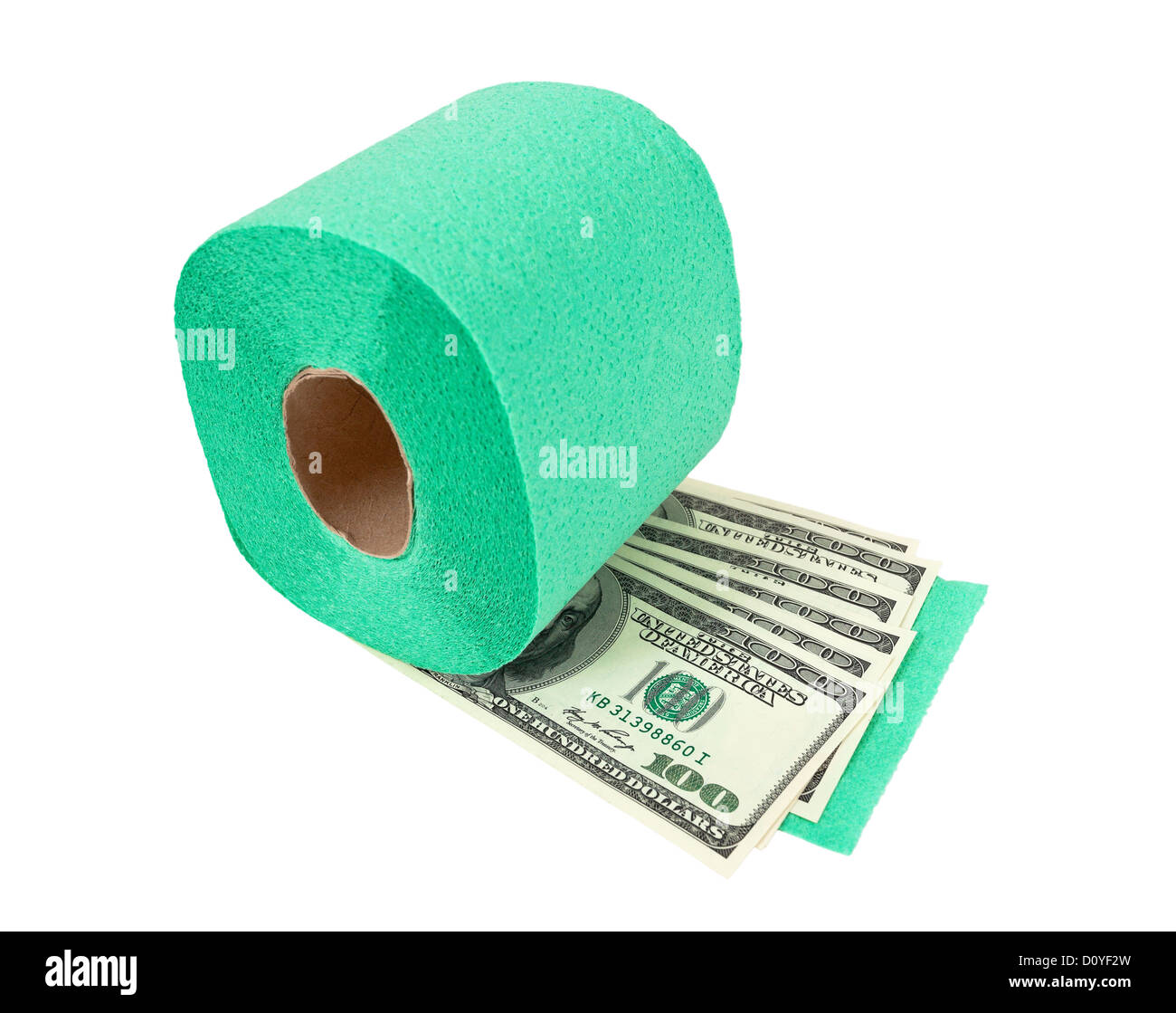 Rotolo di carta igienica e denaro isolato su sfondo bianco Foto stock -  Alamy