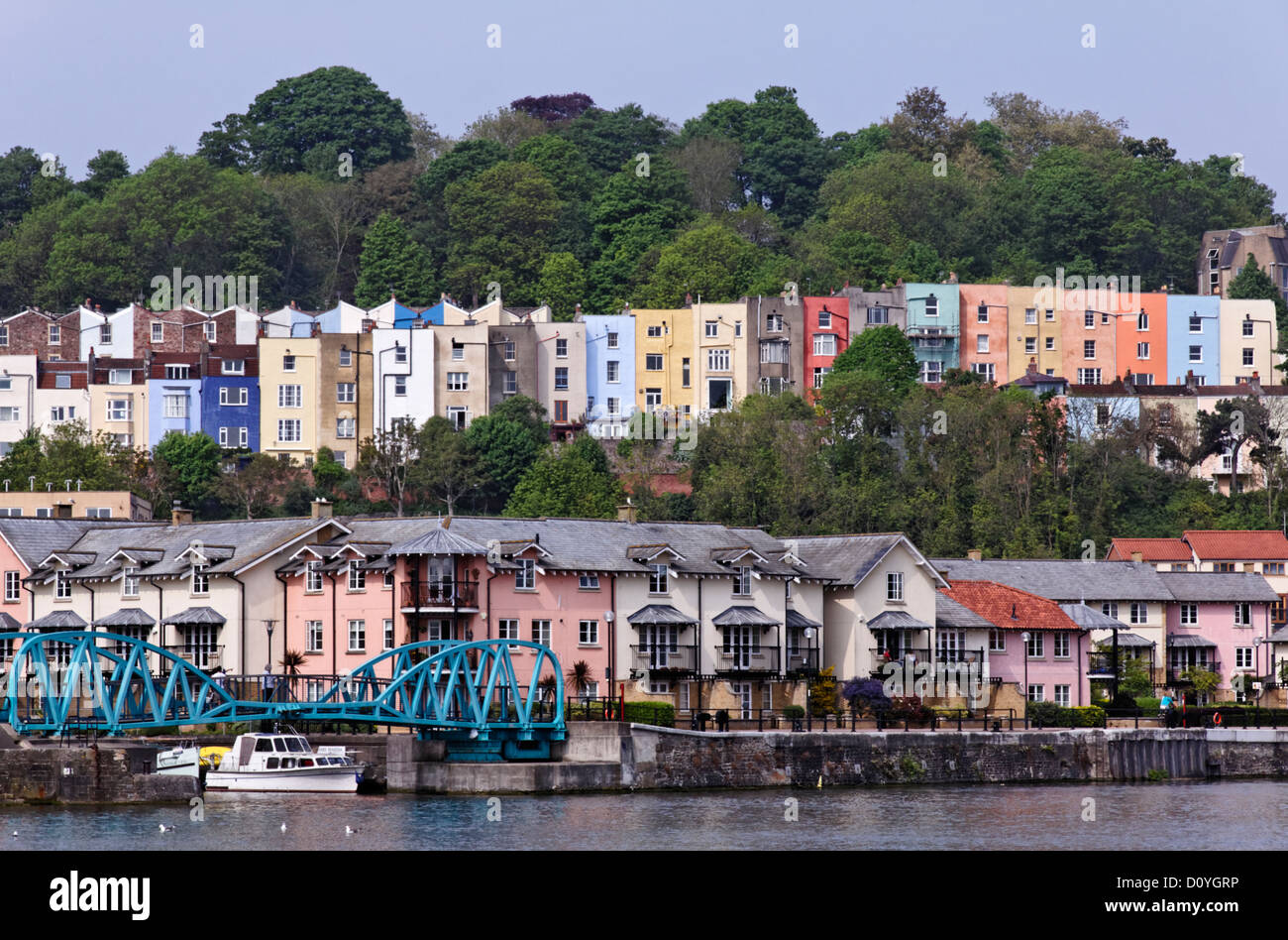 Colorate case a schiera a Harbourside, Bristol, Somerset Foto Stock