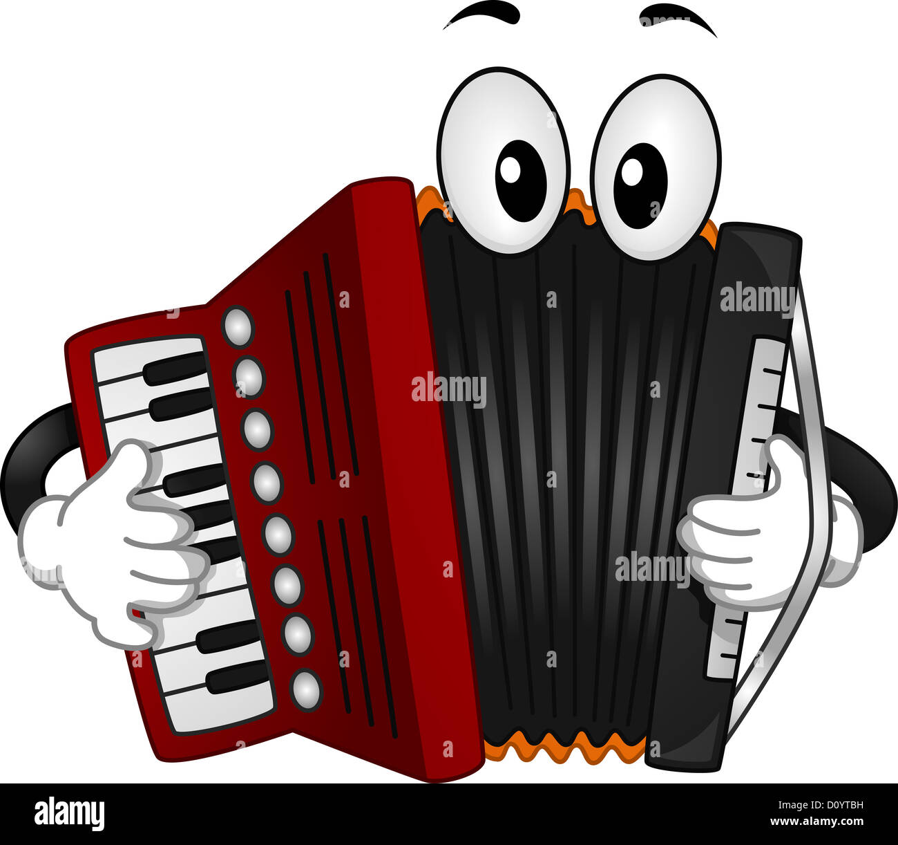 Il Mascot illustrazione di una fisarmonica premendo i tasti della tastiera Foto Stock