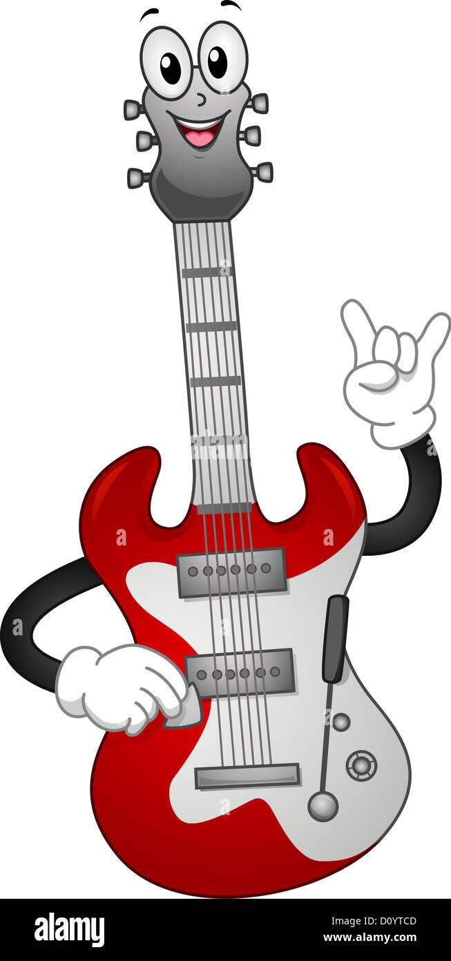 Il Mascot illustrazione di una chitarra elettrica Foto Stock