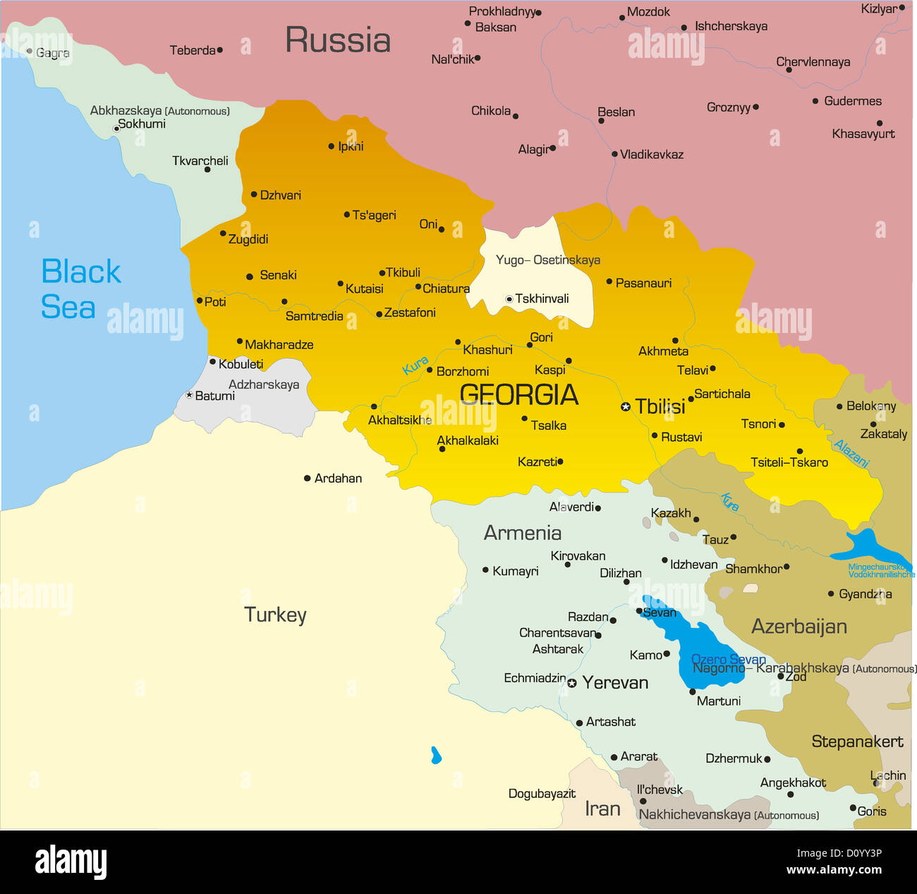 Georgia Mapula Physical map of georgia immagini e fotografie stock ad alta risoluzione ...