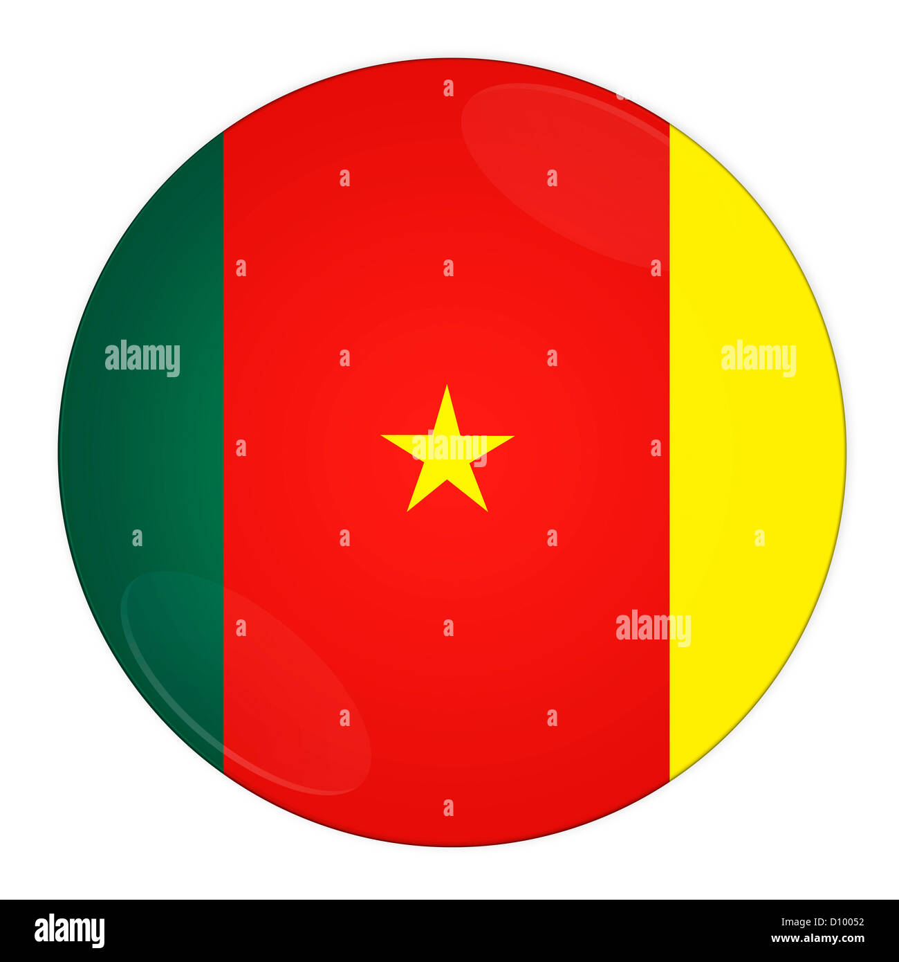 Pulsante del Camerun con bandiera Foto Stock