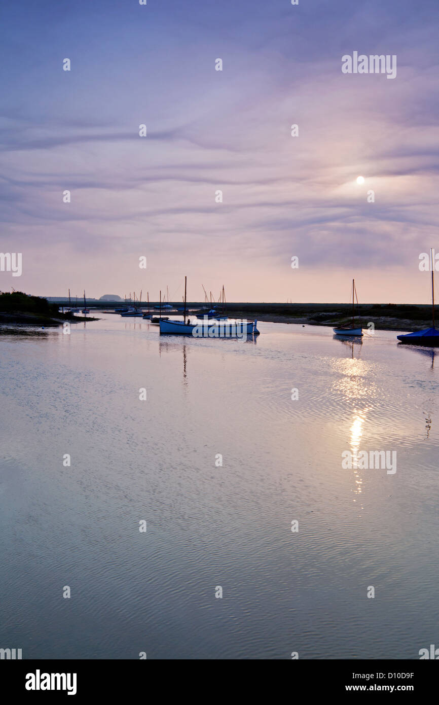 Tramonto a Burnham Overy Staithe Norfolk Foto Stock