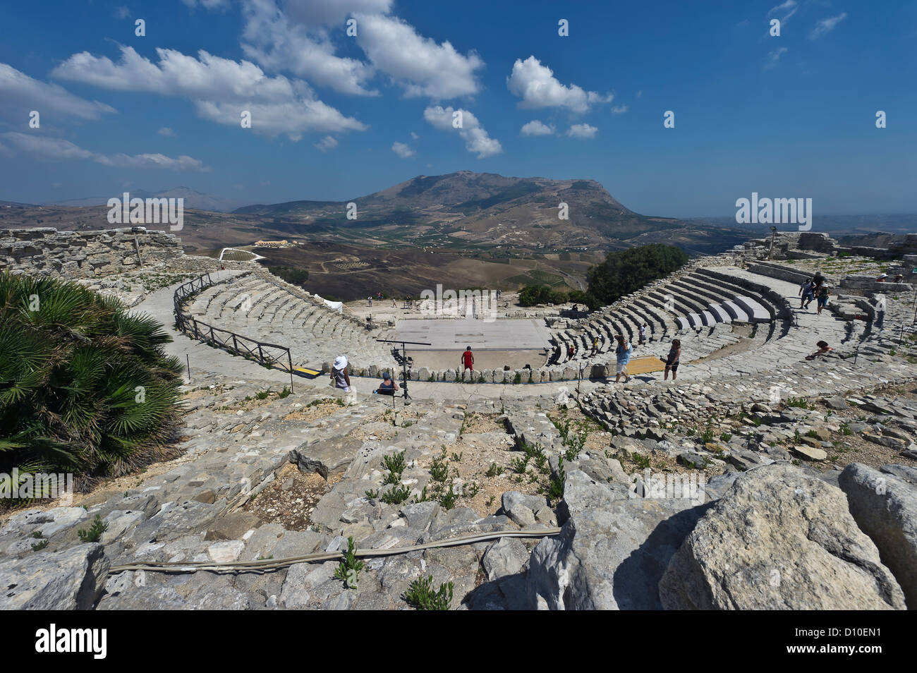 Il teatro greco di Segesta, Sicilia, Italia Foto Stock