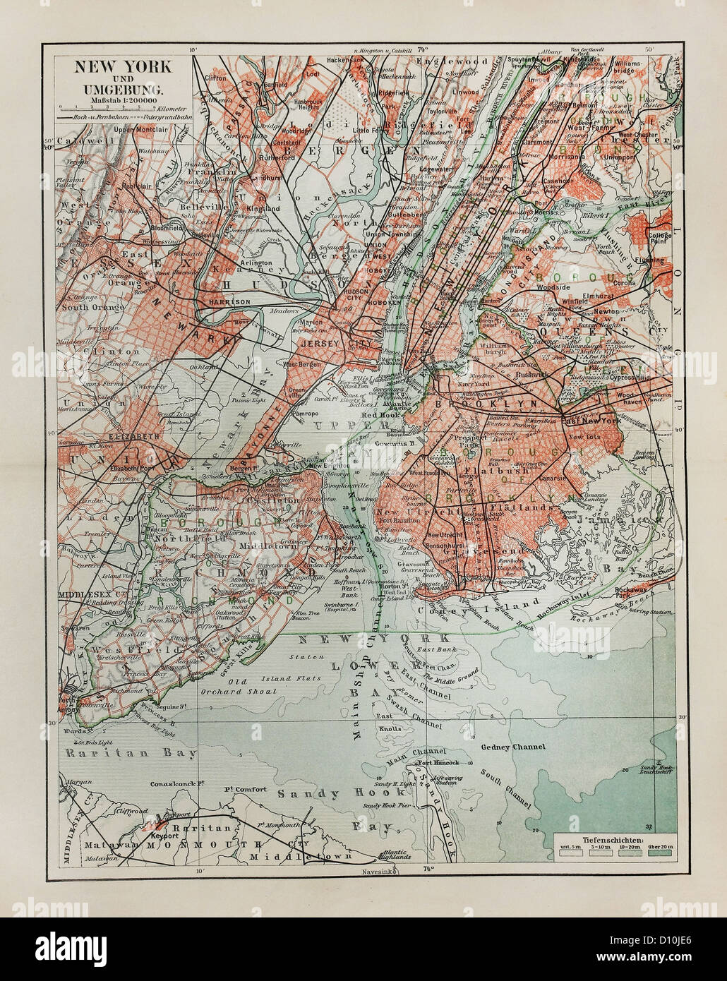 Vintage map di New York alla fine del XIX secolo Foto Stock
