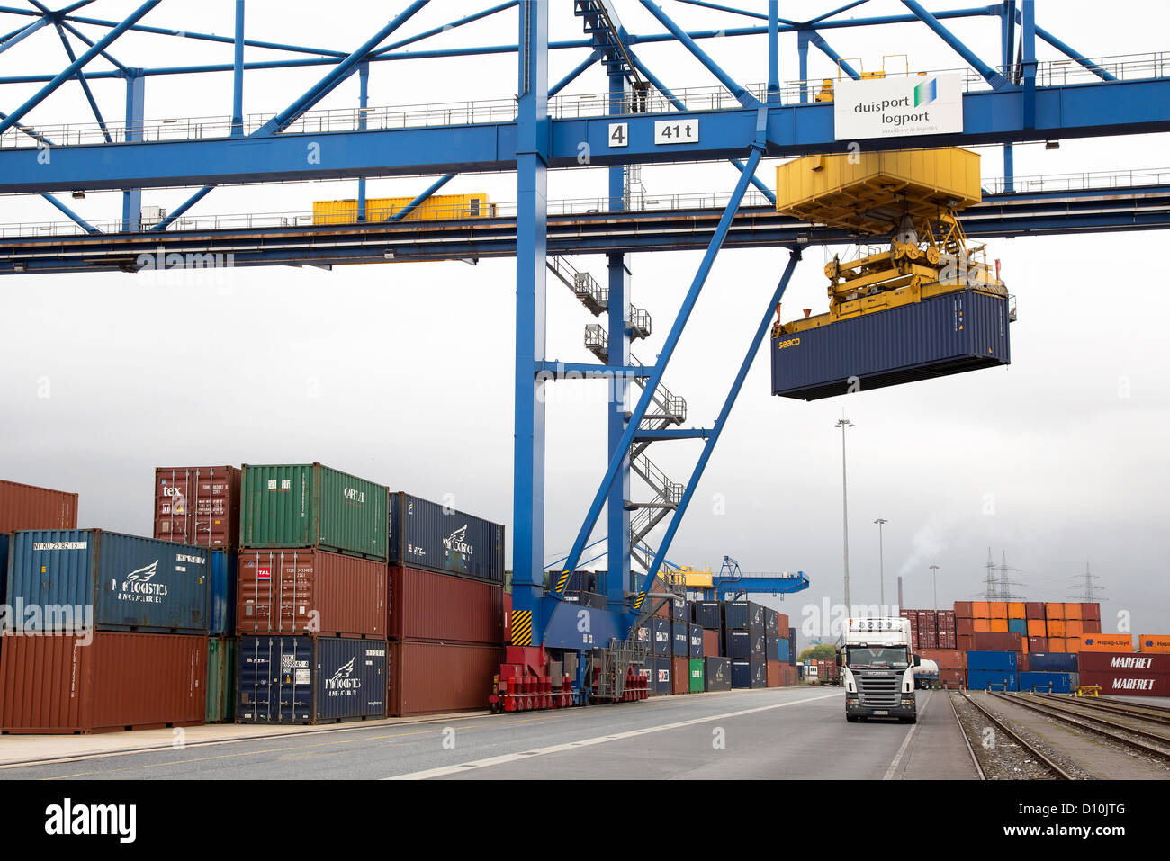 Duisburg, Germania, container port, Duisburg Trimodali Terminale, D3T Foto Stock