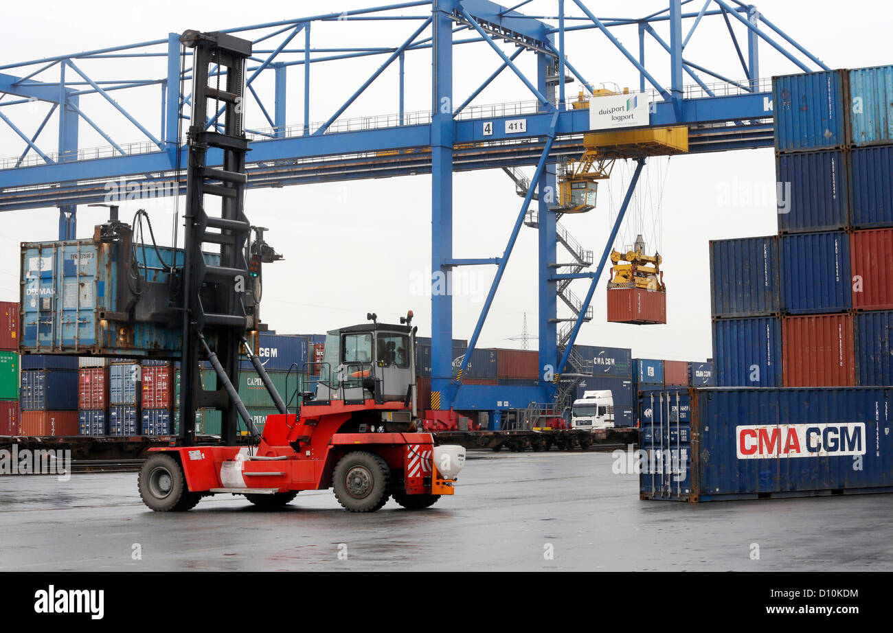 Duisburg, Germania, container port, Duisburg Trimodali Terminale, D3T Foto Stock