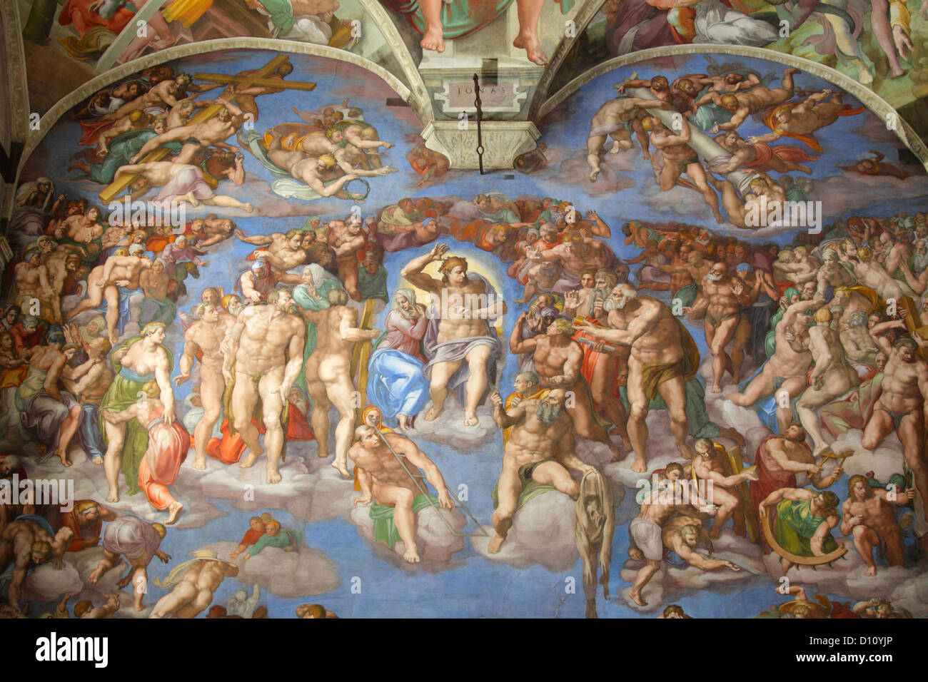 Il Giudizio Universale di Michelangelo alla Cappella Sistina, Vaticano, Roma, Italia Foto Stock