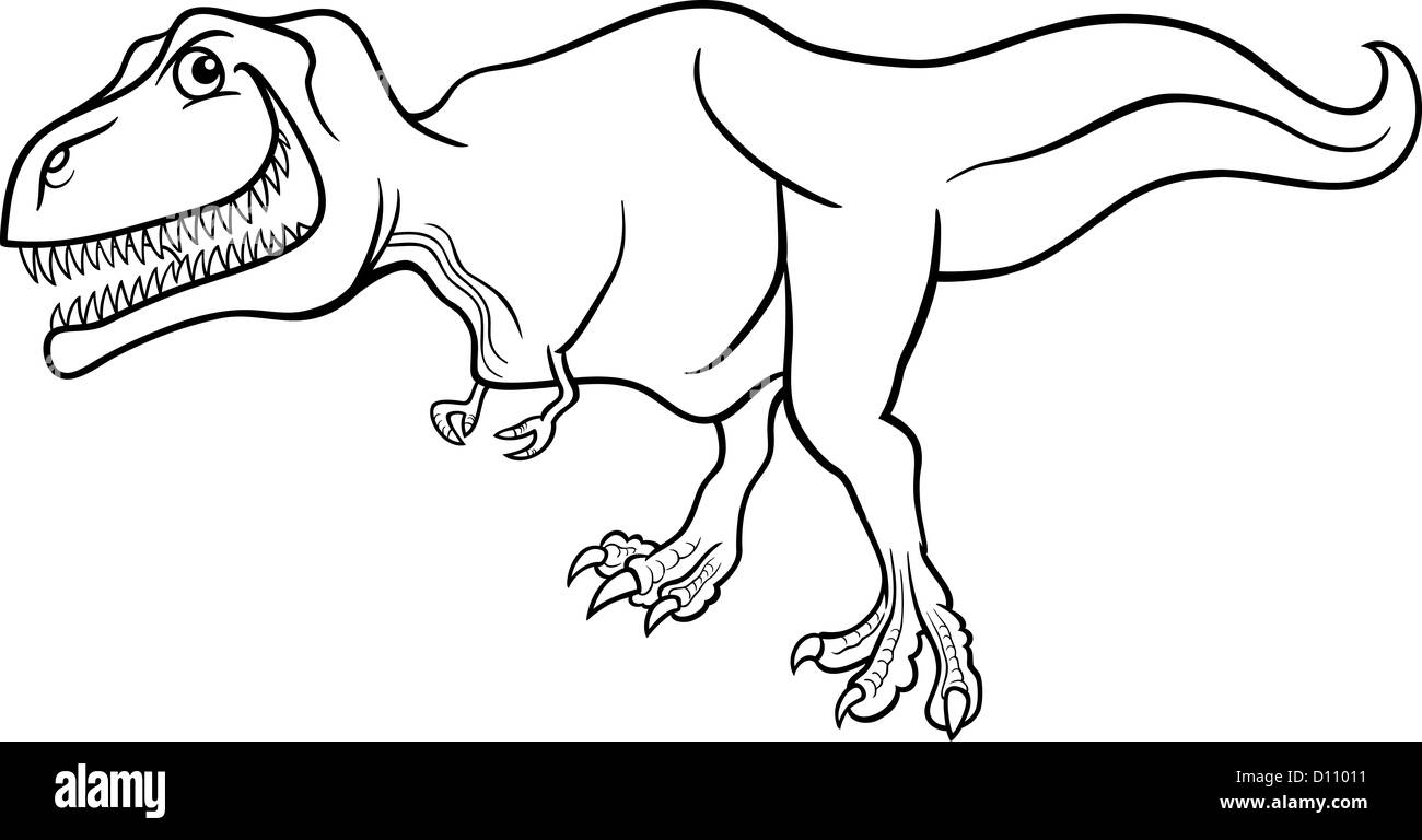 Cartoon illustrazione del Tyrannosaurus Dinosauro Rettile preistorico specie per libro da colorare o pagina Foto Stock