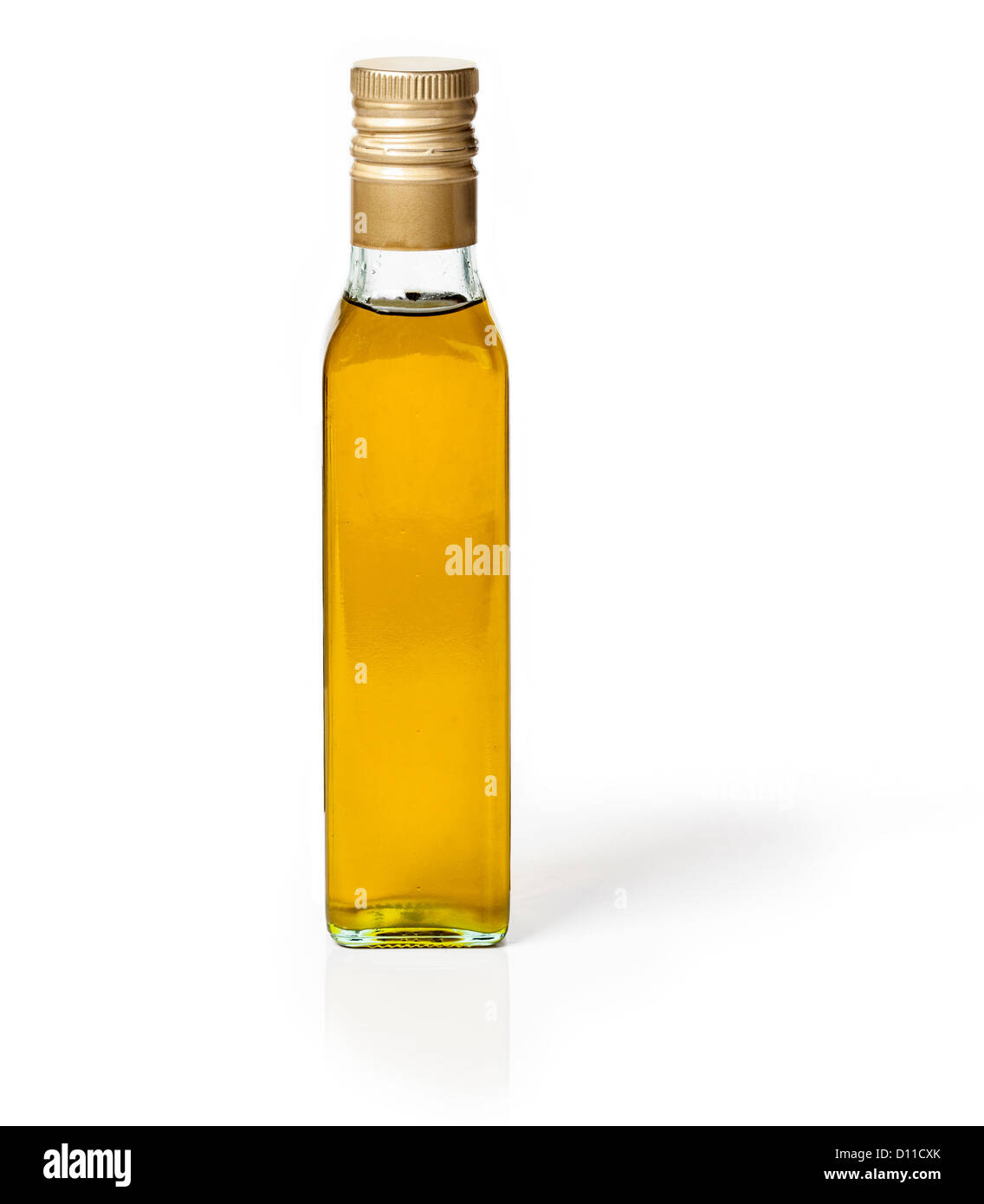 Plain bottiglia di olio di oliva su sfondo bianco Foto Stock