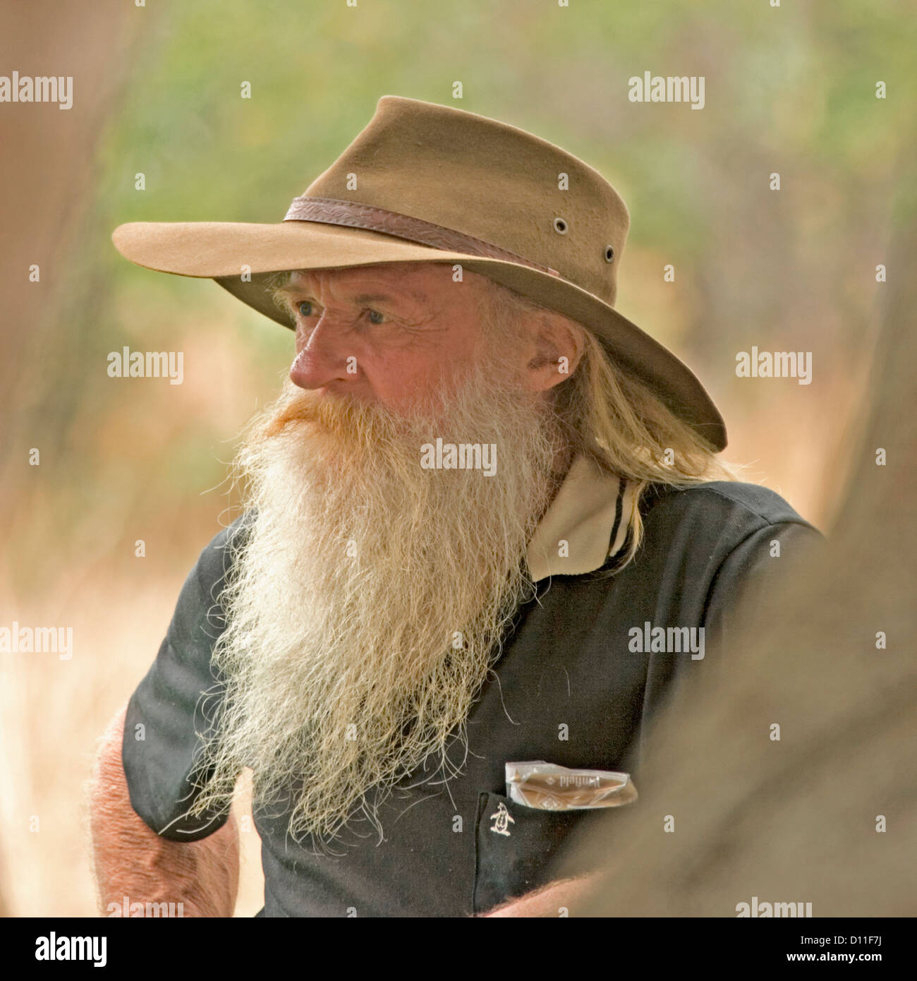 Uomo vecchio con una lunga barba bianca e cappello Foto stock - Alamy