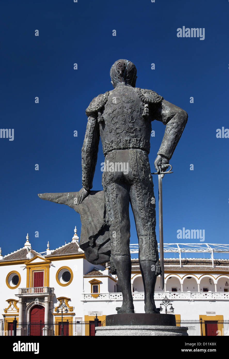 Statua di matador Pepe Luis Vazquez, guarda l'arena,Siviglia,Spagna. Foto Stock