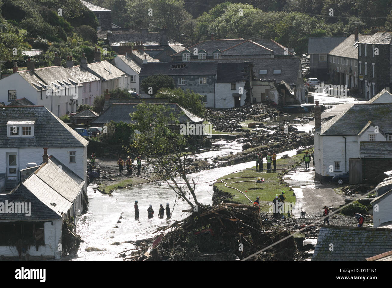 Conseguenze del Boscastle inondazioni nel 2004. Foto Stock