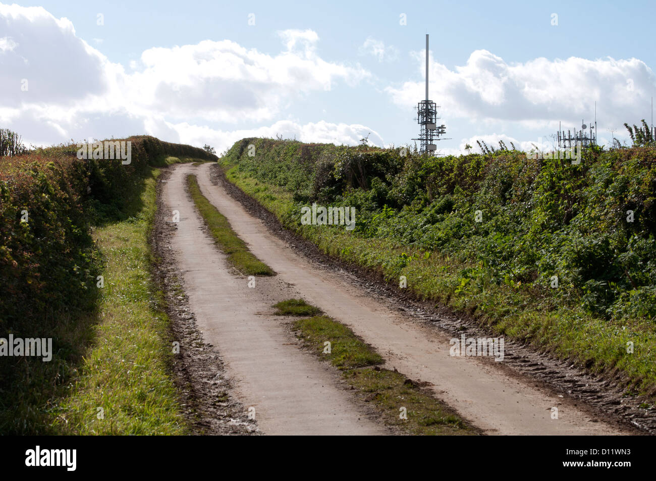 Strada da BBC Lark Stoke trasmettitore, Ilmington giù, Warwickshire, Regno Unito Foto Stock