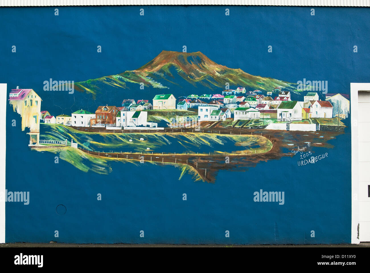 Isola di Heimaey murale Isole di Westmann Islanda Europa Foto Stock