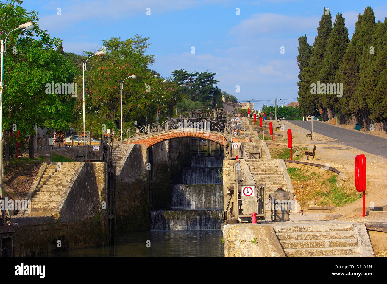 Beziers, Neuf Ecluses, il Canal du Midi, Herault, Languedoc-Roussillon, Francia, Europa Foto Stock