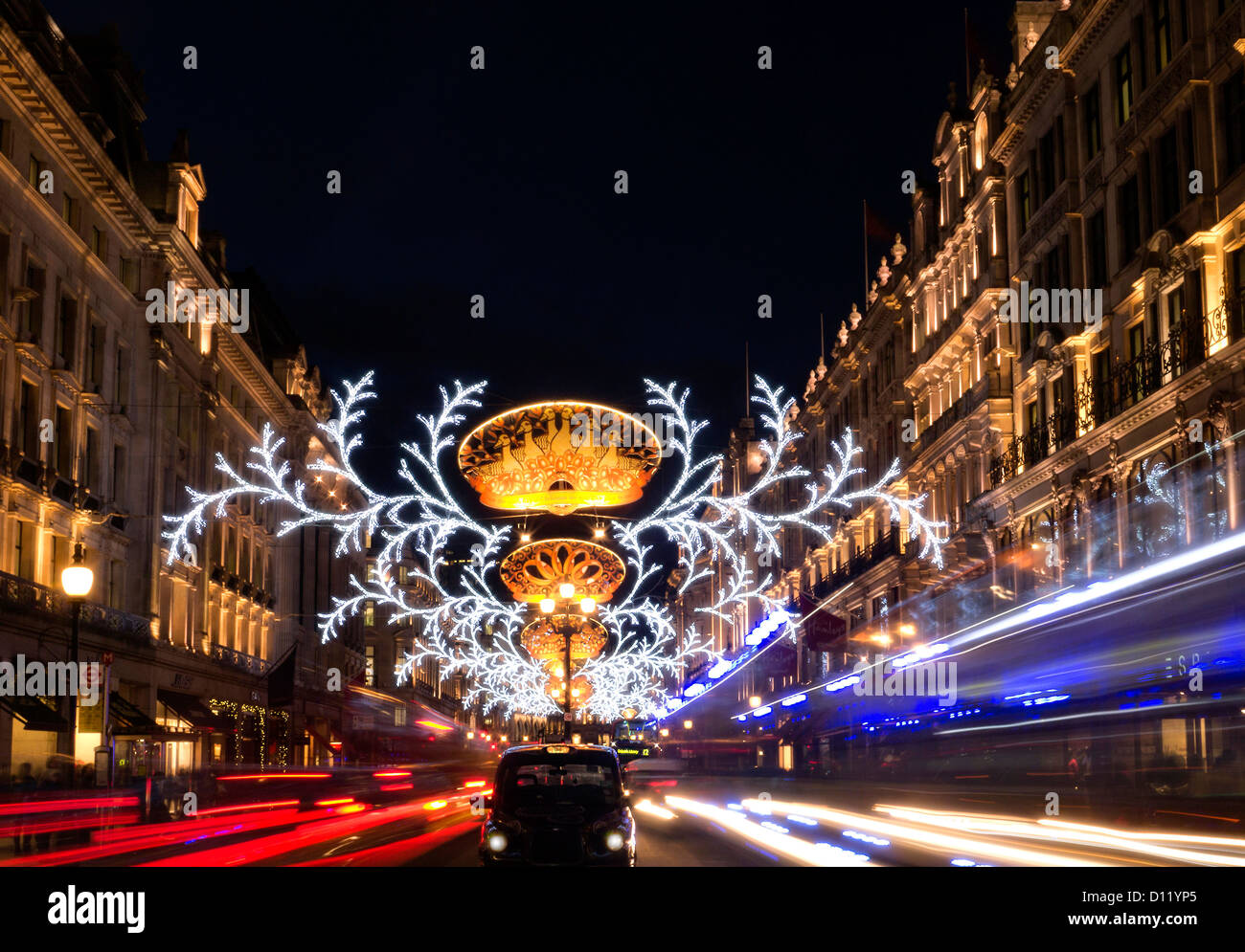 Le luci di Natale in Regent Street London Regno Unito Foto Stock