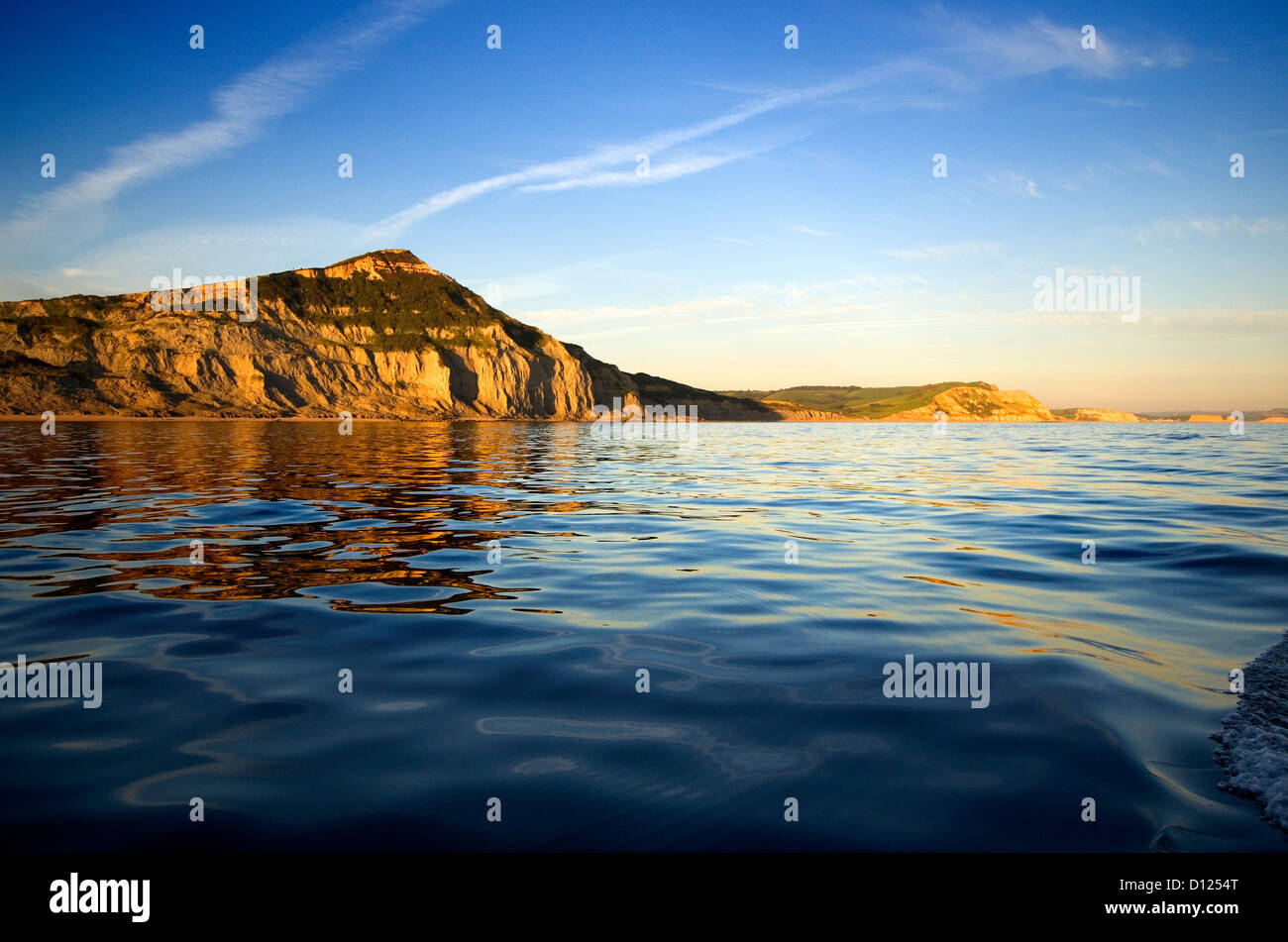 Golden Cap, Jurassic Coast, Dorset, Regno Unito, su una sera d'autunno, il punto più alto dell'Inghilterra del sud della costa Foto Stock