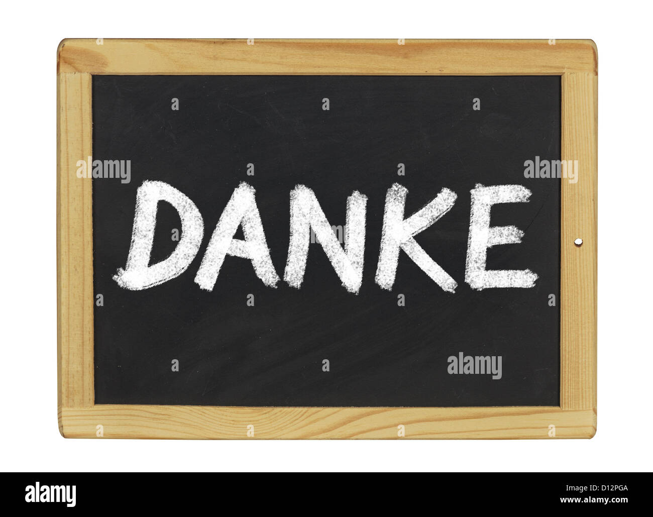 Danke scritto su una lavagna Foto Stock