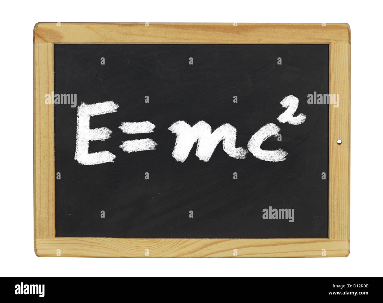 Equazione di Einstein scritti su una lavagna Foto Stock