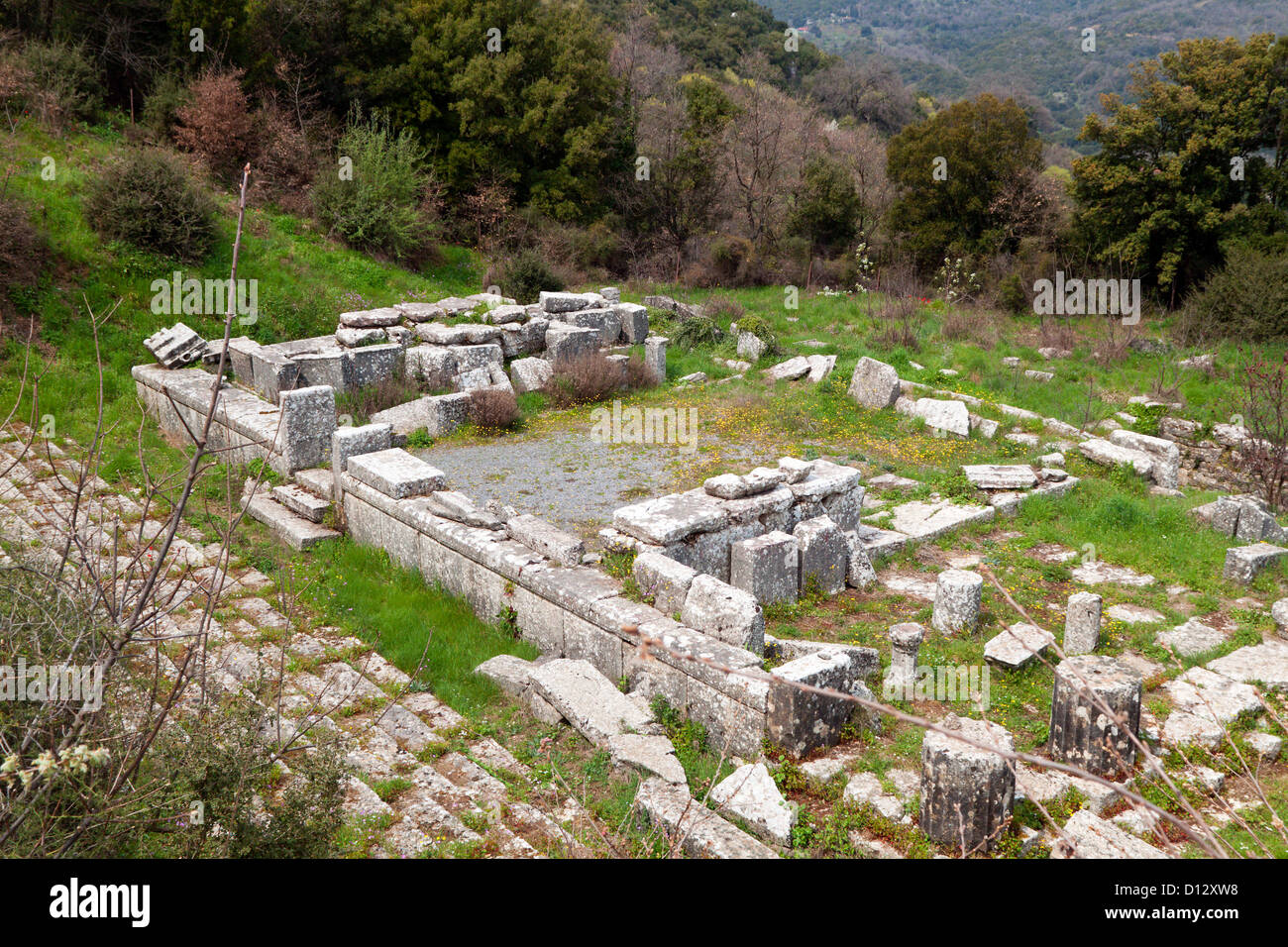 Antico tempio di Despoina a Lycosura in Grecia Foto Stock